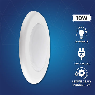 4 Inch Ultra Thin LED Downlights, 10W, Round, Surface Mount Disk Light, Dimming, ETL and Energy Star Listed, Recessed Downlights For Entrances, Living Rooms, Dens