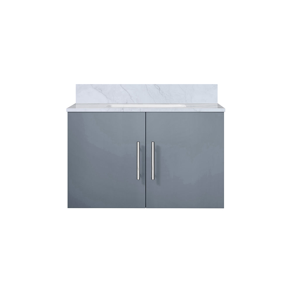 Geneva 30 in. Bathroom Floating Bathroom Vanity With Undermount Ceramic Sink With White Carrara Marble Top