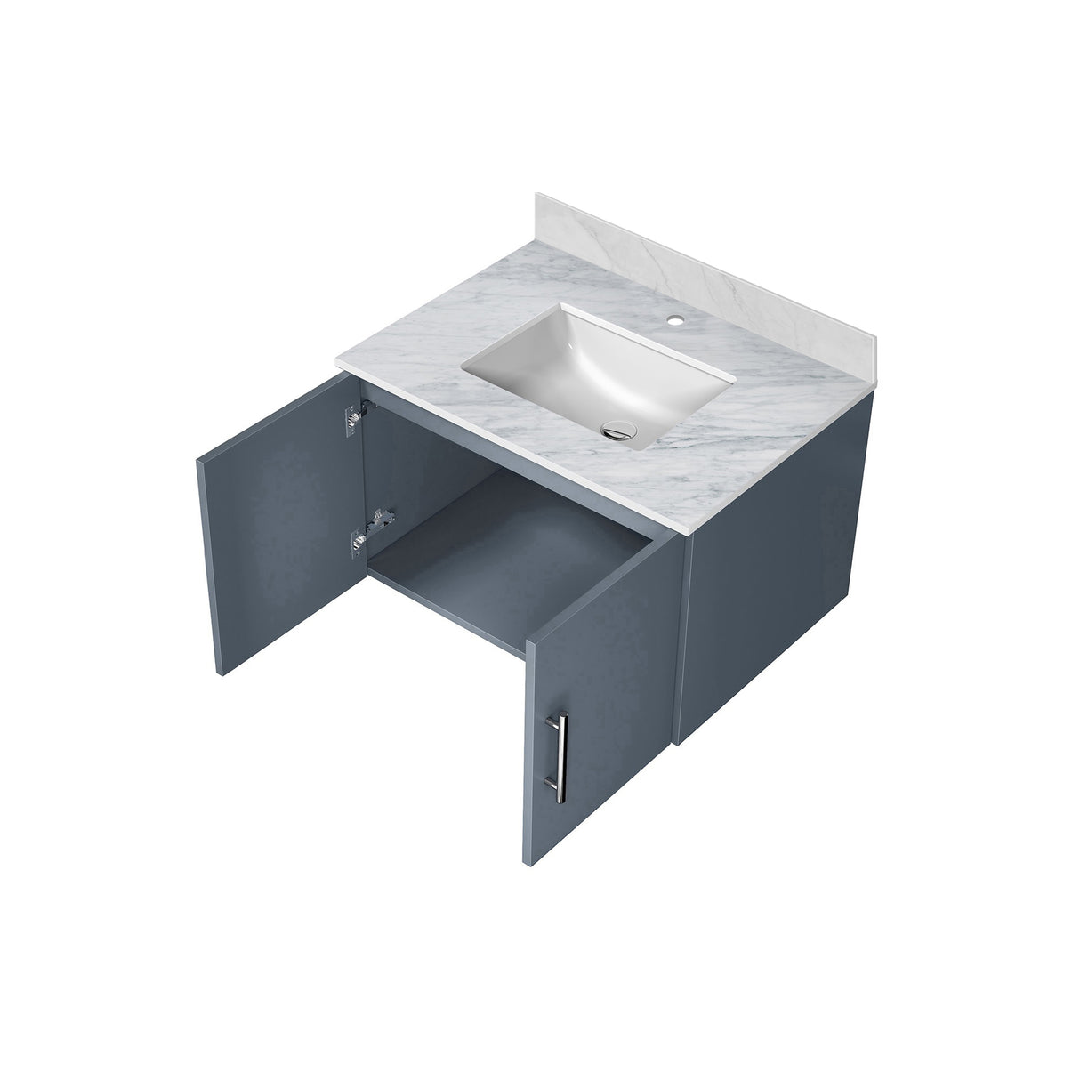 Geneva 30 in. Bathroom Floating Bathroom Vanity With Undermount Ceramic Sink With White Carrara Marble Top
