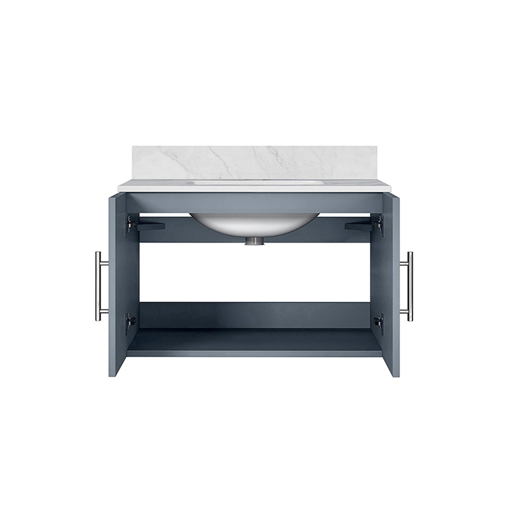 Geneva 30 in. Bathroom Floating Bathroom Vanity With Undermount Ceramic Sink With White Carrara Marble Top