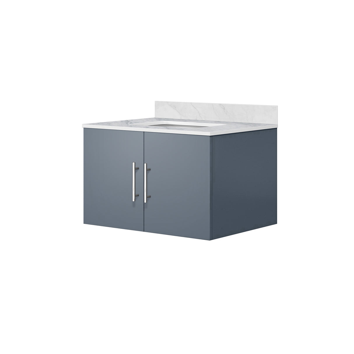 Geneva 30 in. Bathroom Floating Bathroom Vanity With Undermount Ceramic Sink With White Carrara Marble Top