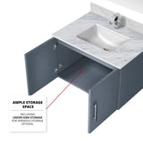 Geneva 30 in. Bathroom Floating Bathroom Vanity With Undermount Ceramic Sink With White Carrara Marble Top