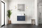 Geneva 30 in. Bathroom Floating Bathroom Vanity With Undermount Ceramic Sink With White Carrara Marble Top