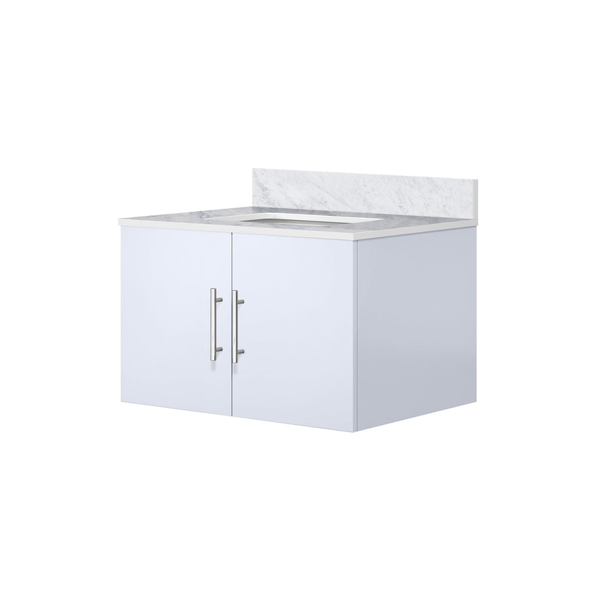 Geneva 30 in. Bathroom Floating Bathroom Vanity With Undermount Ceramic Sink With White Carrara Marble Top