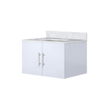Geneva 30 in. Bathroom Floating Bathroom Vanity With Undermount Ceramic Sink With White Carrara Marble Top
