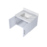 Geneva 30 in. Bathroom Floating Bathroom Vanity With Undermount Ceramic Sink With White Carrara Marble Top