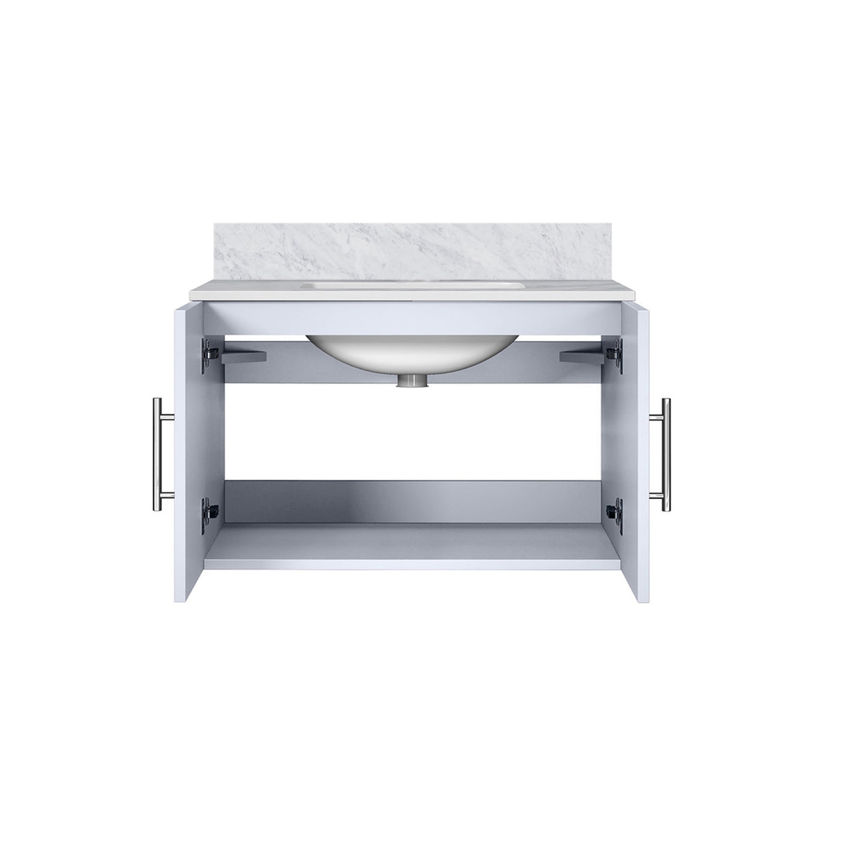 Geneva 30 in. Bathroom Floating Bathroom Vanity With Undermount Ceramic Sink With White Carrara Marble Top