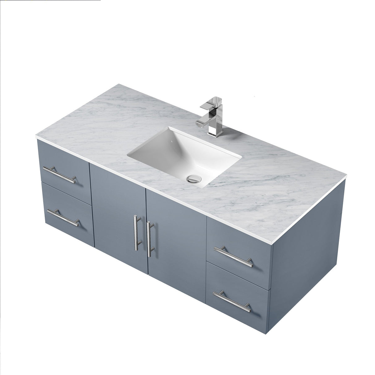 Geneva Dark Grey Bathroom Floating Bathroom Vanity With Undermount Ceramic Sink With White Carrara Marble Top