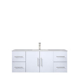 Geneva Glossy White Bathroom Floating Bathroom Vanity With Undermount Ceramic Sink With White Carrara Marble Top