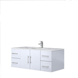Geneva Glossy White Bathroom Floating Bathroom Vanity With Undermount Ceramic Sink With White Carrara Marble Top