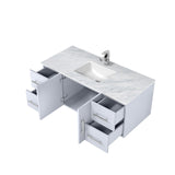 Geneva Glossy White Bathroom Floating Bathroom Vanity With Undermount Ceramic Sink With White Carrara Marble Top