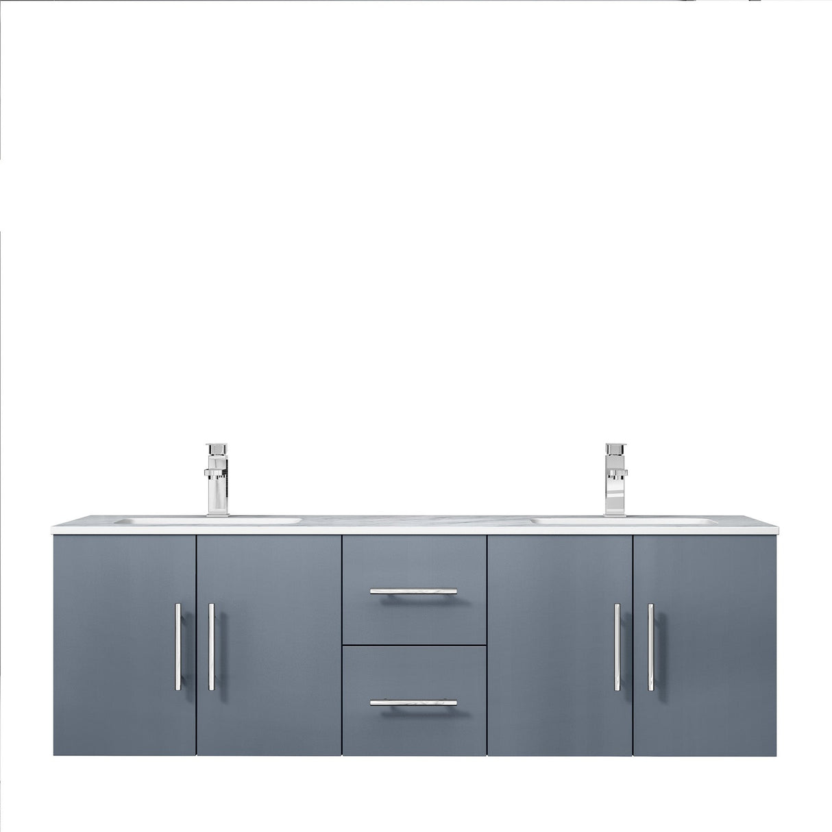 Geneva Dark Grey Bathroom Floating Bathroom Vanity With Undermount Ceramic Sink With White Carrara Marble Top