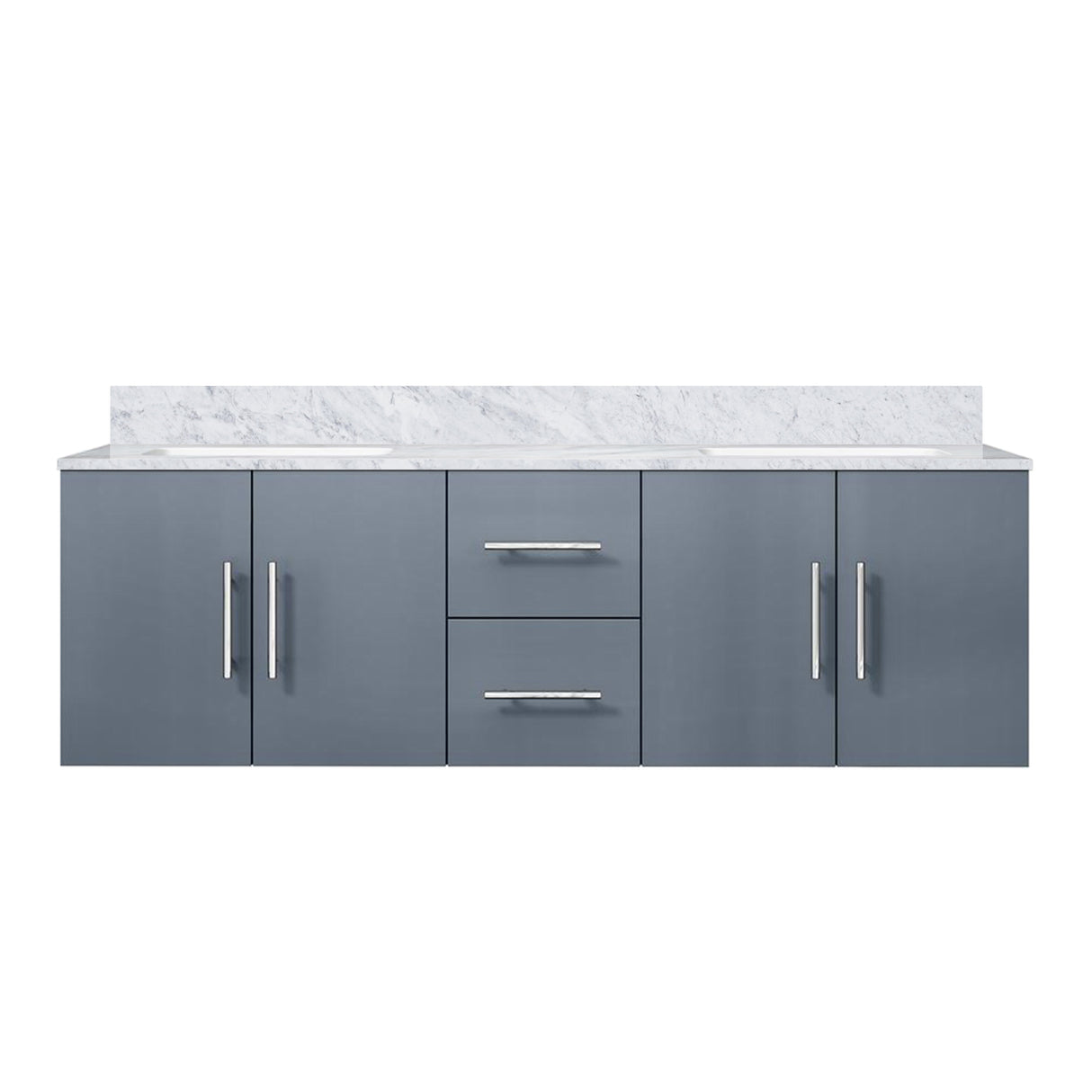 Geneva 60 in. Bathroom Floating Bathroom Vanity With Undermount Ceramic Sink With White Carrara Marble Top