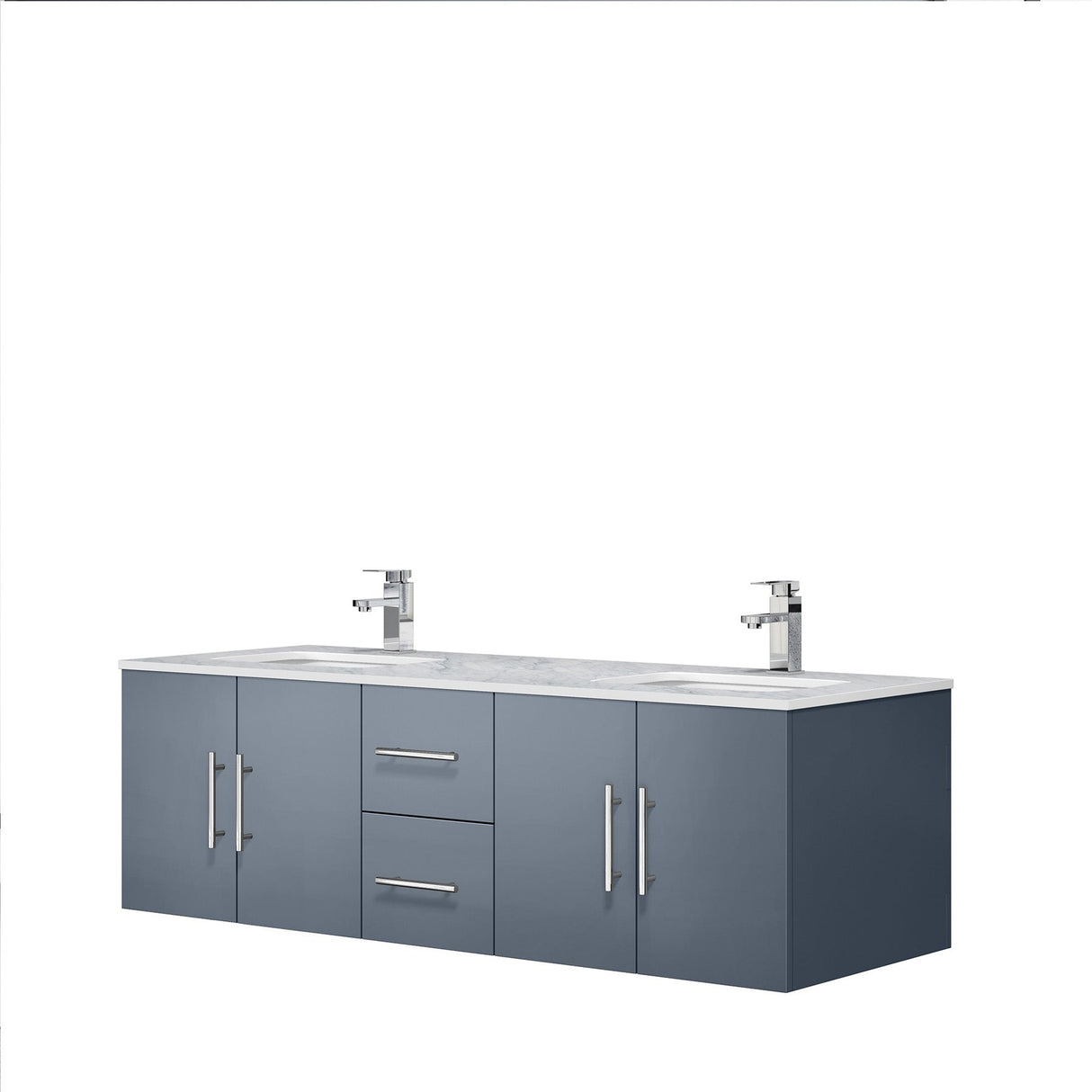 Geneva Dark Grey Bathroom Floating Bathroom Vanity With Undermount Ceramic Sink With White Carrara Marble Top