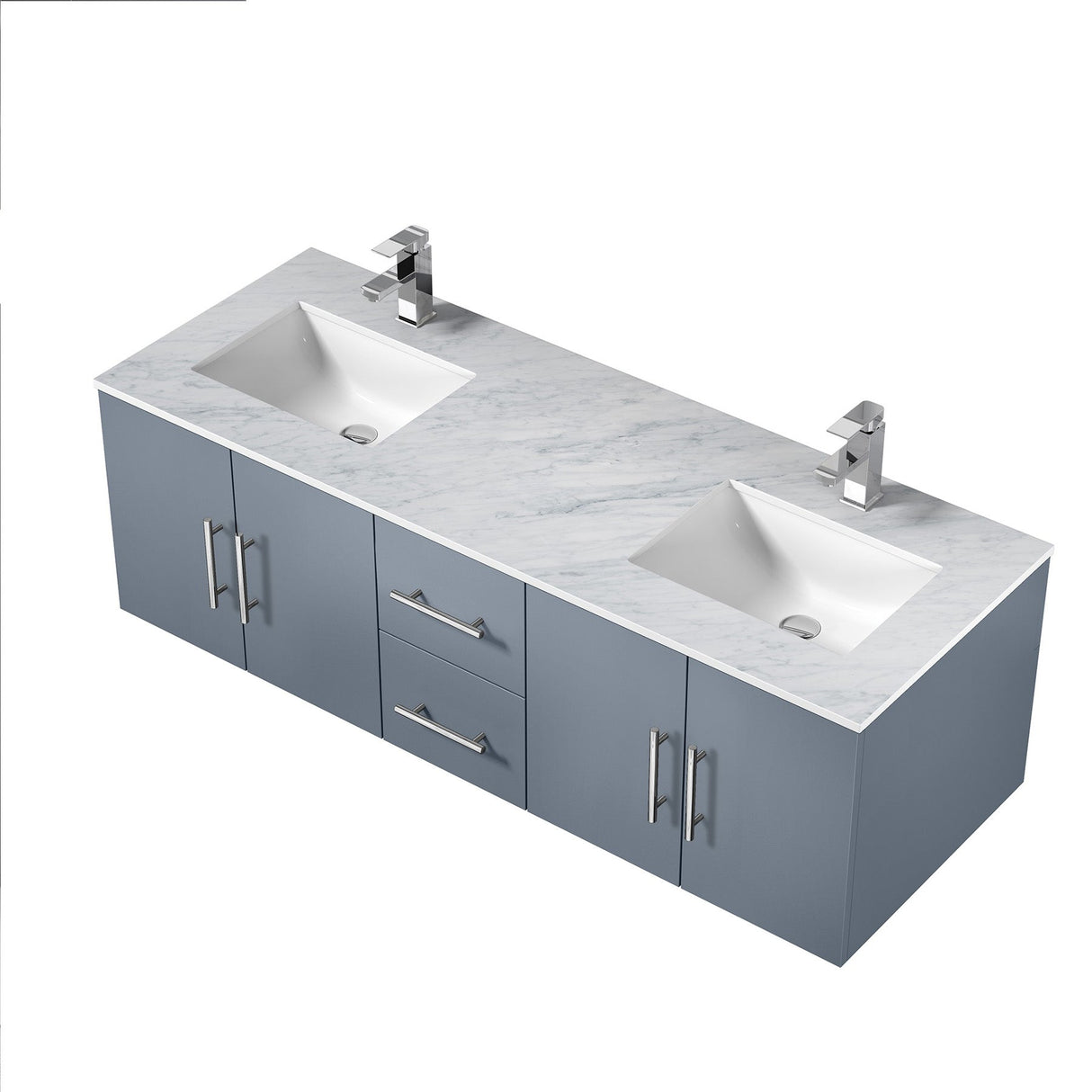 Geneva Dark Grey Bathroom Floating Bathroom Vanity With Undermount Ceramic Sink With White Carrara Marble Top