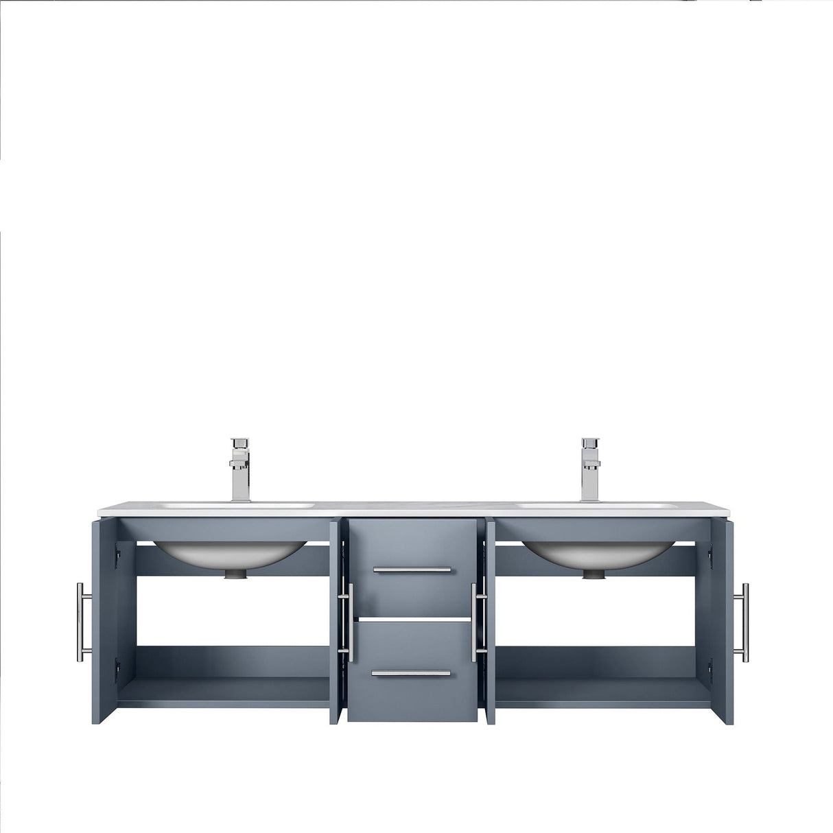 Geneva Dark Grey Bathroom Floating Bathroom Vanity With Undermount Ceramic Sink With White Carrara Marble Top
