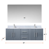 Geneva 60 in. Bathroom Floating Bathroom Vanity With Undermount Ceramic Sink With White Carrara Marble Top
