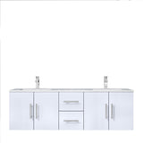 Geneva Glossy White Bathroom Floating Bathroom Vanity With Undermount Ceramic Sink With White Carrara Marble Top