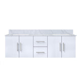 Geneva 60 in. Bathroom Floating Bathroom Vanity With Undermount Ceramic Sink With White Carrara Marble Top