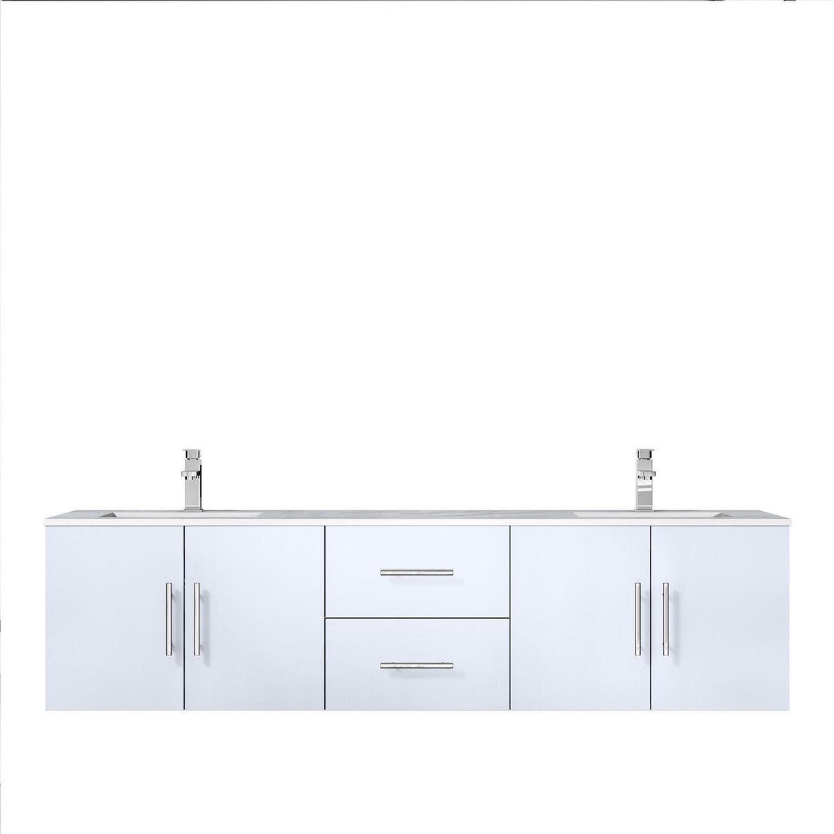 Geneva Glossy White Bathroom Floating Bathroom Vanity With Undermount Ceramic Sink With White Carrara Marble Top