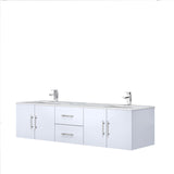 Geneva Glossy White Bathroom Floating Bathroom Vanity With Undermount Ceramic Sink With White Carrara Marble Top