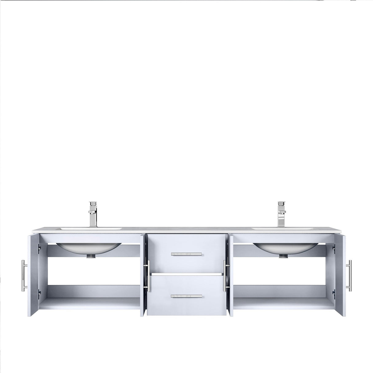 Geneva Glossy White Bathroom Floating Bathroom Vanity With Undermount Ceramic Sink With White Carrara Marble Top