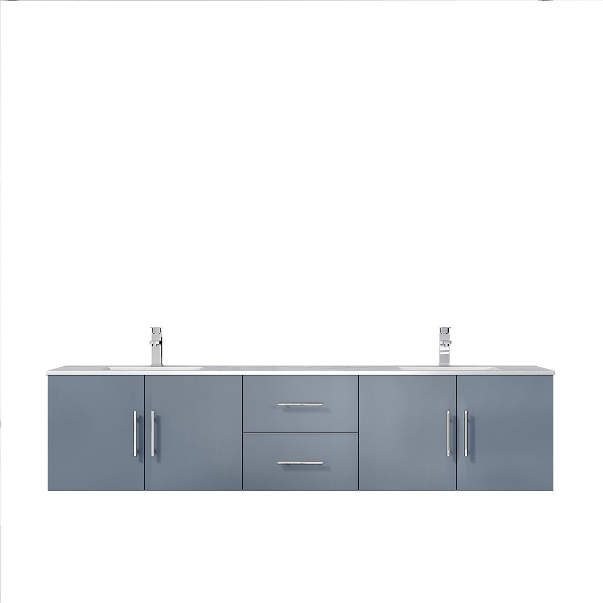 Geneva Dark Grey Bathroom Floating Bathroom Vanity With Undermount Ceramic Sink With White Carrara Marble Top