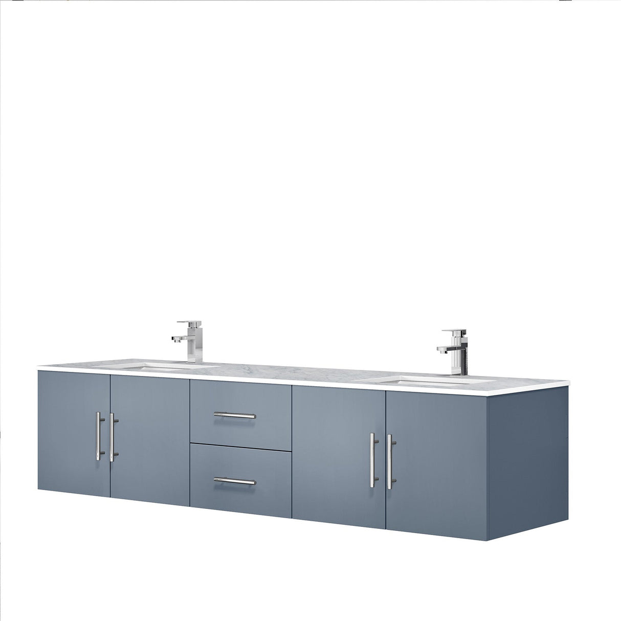Geneva Dark Grey Bathroom Floating Bathroom Vanity With Undermount Ceramic Sink With White Carrara Marble Top