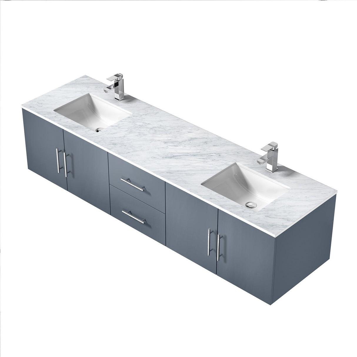 Geneva Dark Grey Bathroom Floating Bathroom Vanity With Undermount Ceramic Sink With White Carrara Marble Top