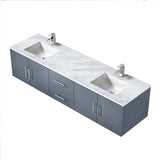 Geneva Dark Grey Bathroom Floating Bathroom Vanity With Undermount Ceramic Sink With White Carrara Marble Top