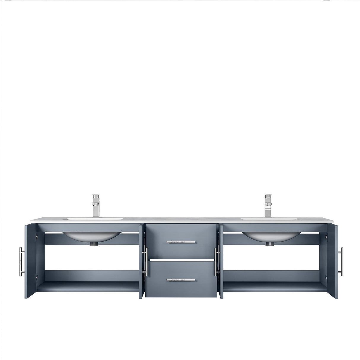 Geneva Dark Grey Bathroom Floating Bathroom Vanity With Undermount Ceramic Sink With White Carrara Marble Top