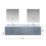 Geneva 80 in. Bathroom Floating Bathroom Vanity With Undermount Ceramic Sink With White Carrara Marble Top