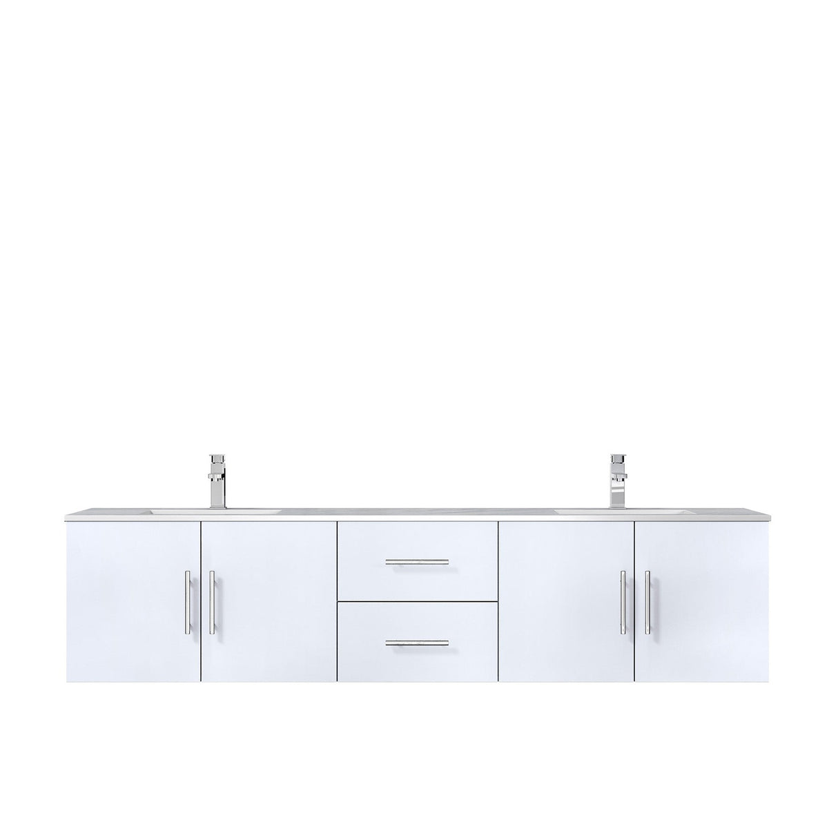 Geneva Glossy White Bathroom Floating Bathroom Vanity With Undermount Ceramic Sink With White Carrara Marble Top