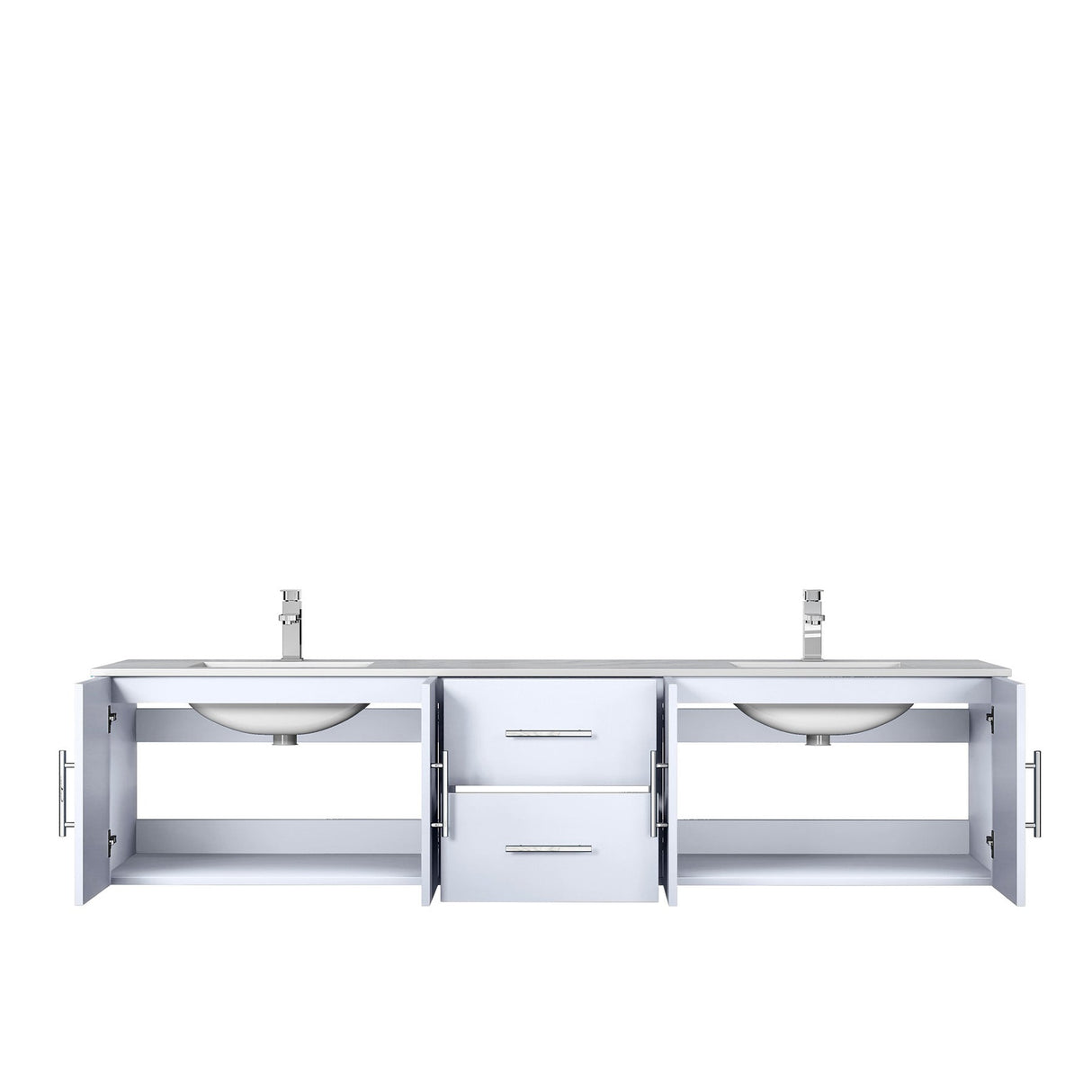 Geneva Glossy White Bathroom Floating Bathroom Vanity With Undermount Ceramic Sink With White Carrara Marble Top
