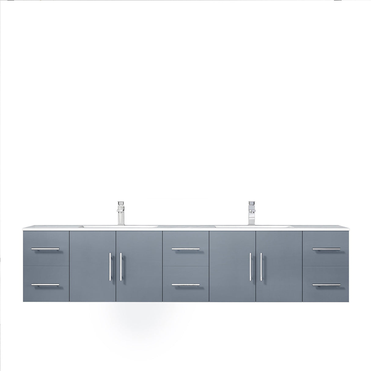 Geneva Dark Grey Bathroom Floating Bathroom Vanity With Undermount Ceramic Sink With White Carrara Marble Top