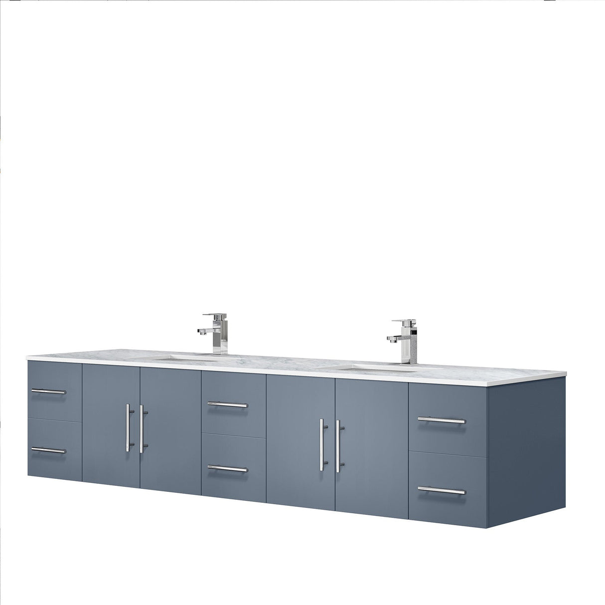 Geneva Dark Grey Bathroom Floating Bathroom Vanity With Undermount Ceramic Sink With White Carrara Marble Top