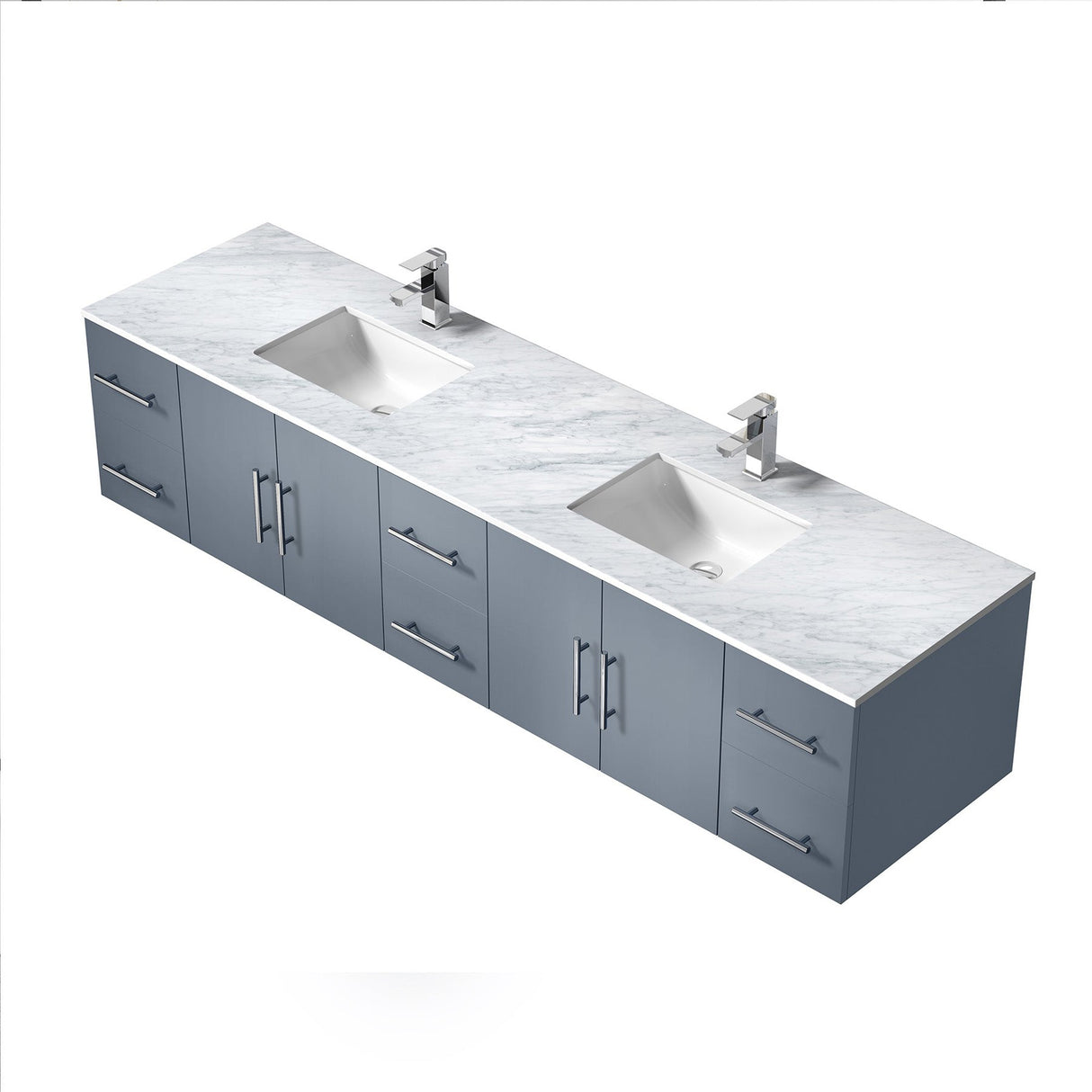 Geneva Dark Grey Bathroom Floating Bathroom Vanity With Undermount Ceramic Sink With White Carrara Marble Top