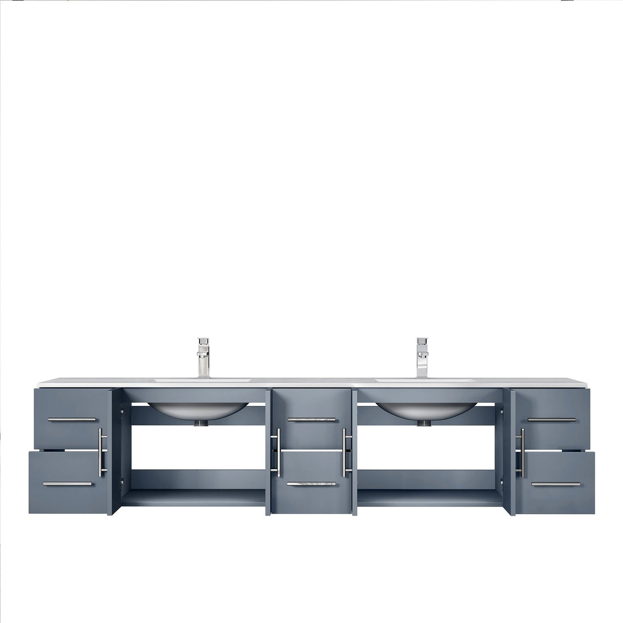Geneva Dark Grey Bathroom Floating Bathroom Vanity With Undermount Ceramic Sink With White Carrara Marble Top
