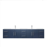 Geneva Navy Blue Floating Bathroom Vanity With White Carrara Marble Top, White Square Sink