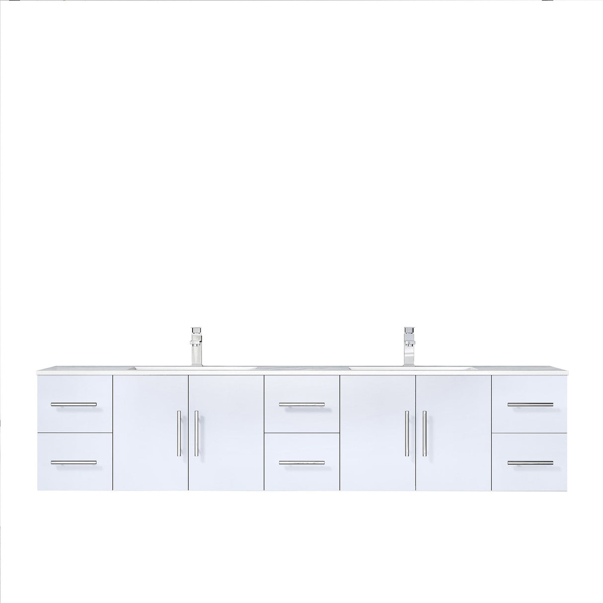 Geneva Glossy White Bathroom Floating Bathroom Vanity With Undermount Ceramic Sink With White Carrara Marble Top
