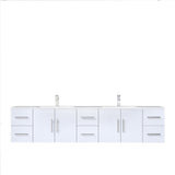 Geneva Glossy White Bathroom Floating Bathroom Vanity With Undermount Ceramic Sink With White Carrara Marble Top