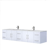 Geneva Glossy White Bathroom Floating Bathroom Vanity With Undermount Ceramic Sink With White Carrara Marble Top
