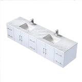 Geneva Glossy White Bathroom Floating Bathroom Vanity With Undermount Ceramic Sink With White Carrara Marble Top