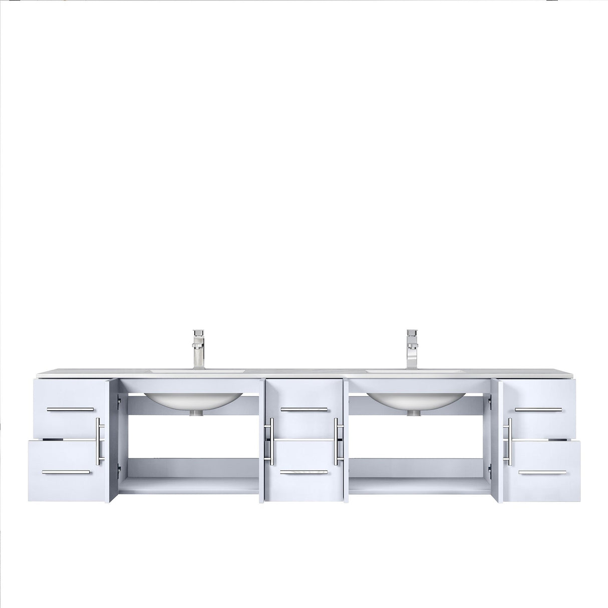 Geneva Glossy White Bathroom Floating Bathroom Vanity With Undermount Ceramic Sink With White Carrara Marble Top