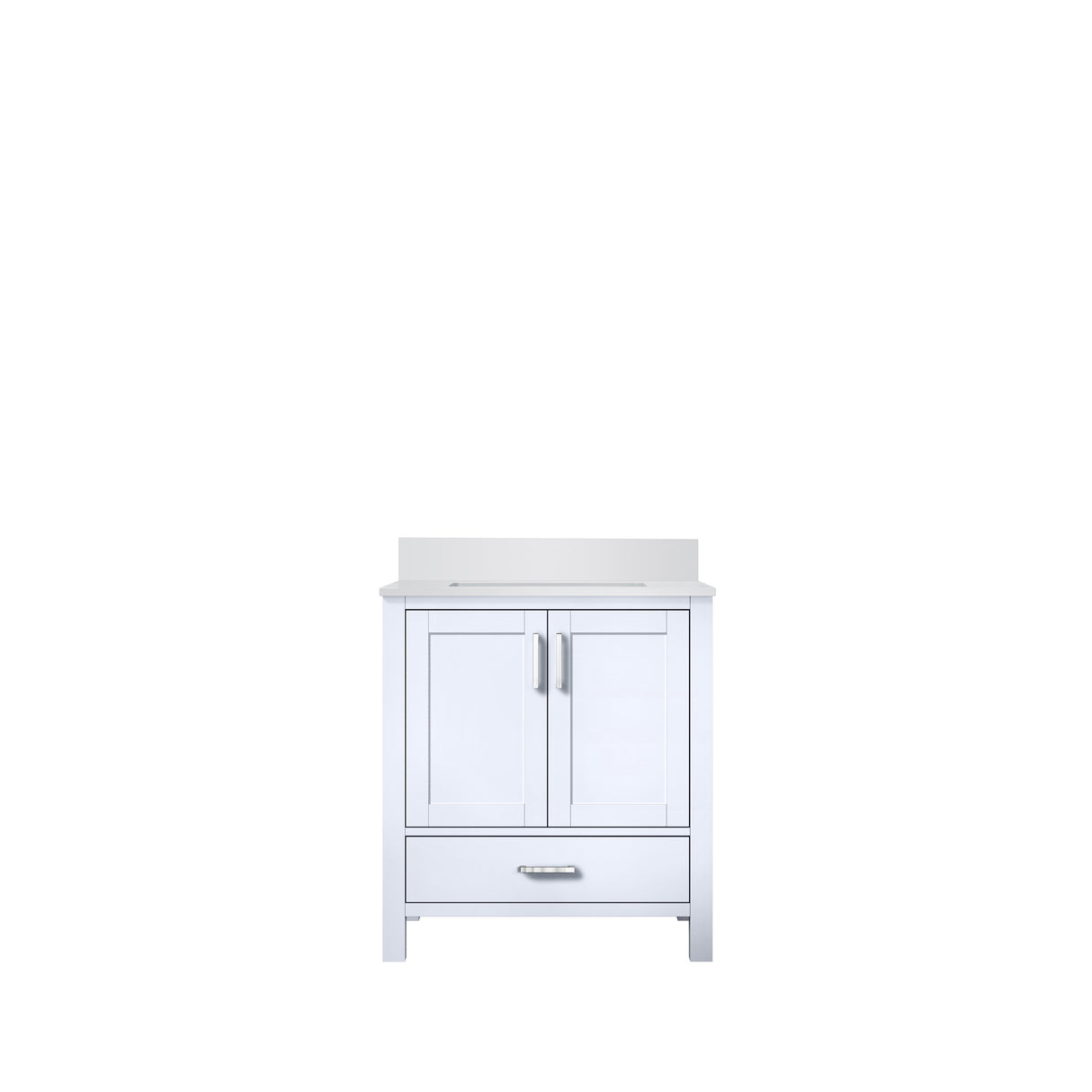 Jacques 30 in. Freestanding Bathroom Vanity with White Quartz Top, White Square Sink