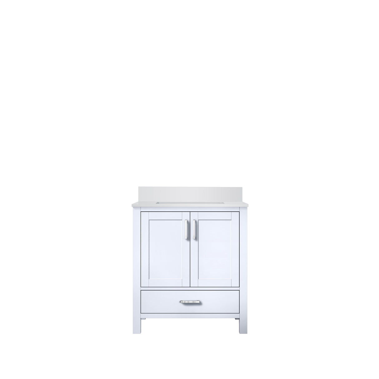 Jacques White Freestanding Bathroom Vanity with White Quartz Top, White Square Sink