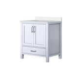 Jacques 30 in. Freestanding Bathroom Vanity with White Quartz Top, White Square Sink