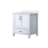 Jacques White Freestanding Bathroom Vanity with White Quartz Top, White Square Sink