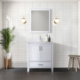 Jacques White Freestanding Bathroom Vanity with White Quartz Top, White Square Sink