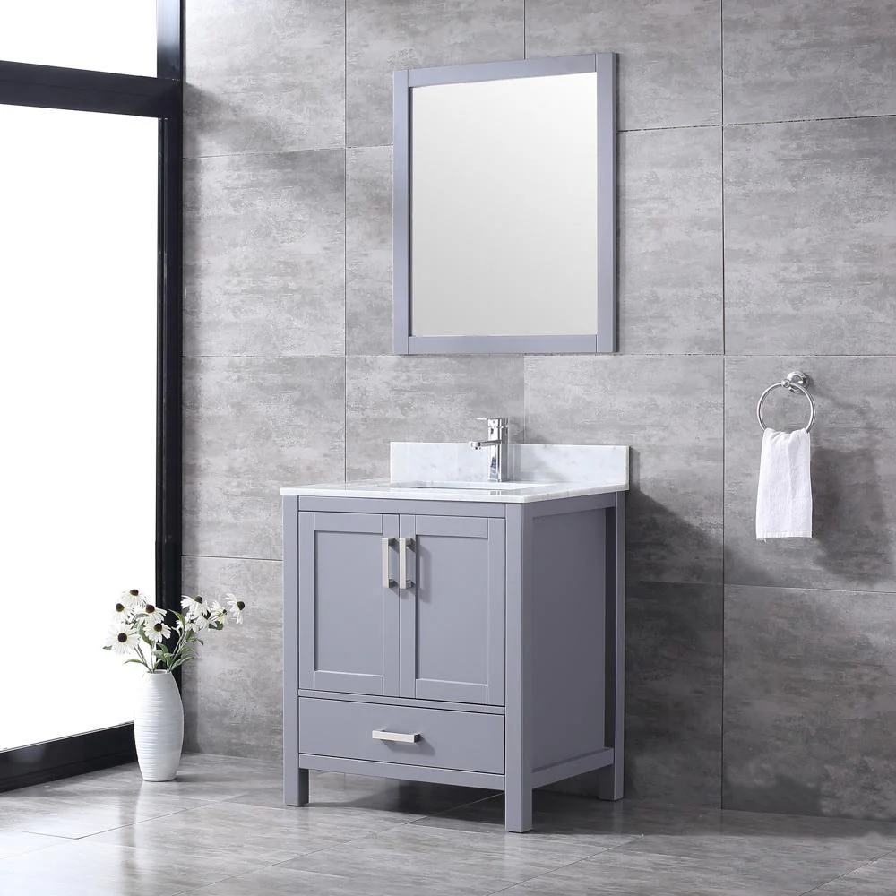 Jacques 30 In. Freestanding Dark Grey Bathroom Vanity With Single Undermount Ceramic Sink, White Carrara Marble Top